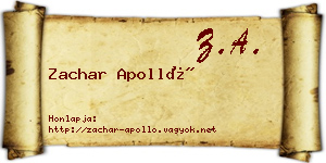 Zachar Apolló névjegykártya